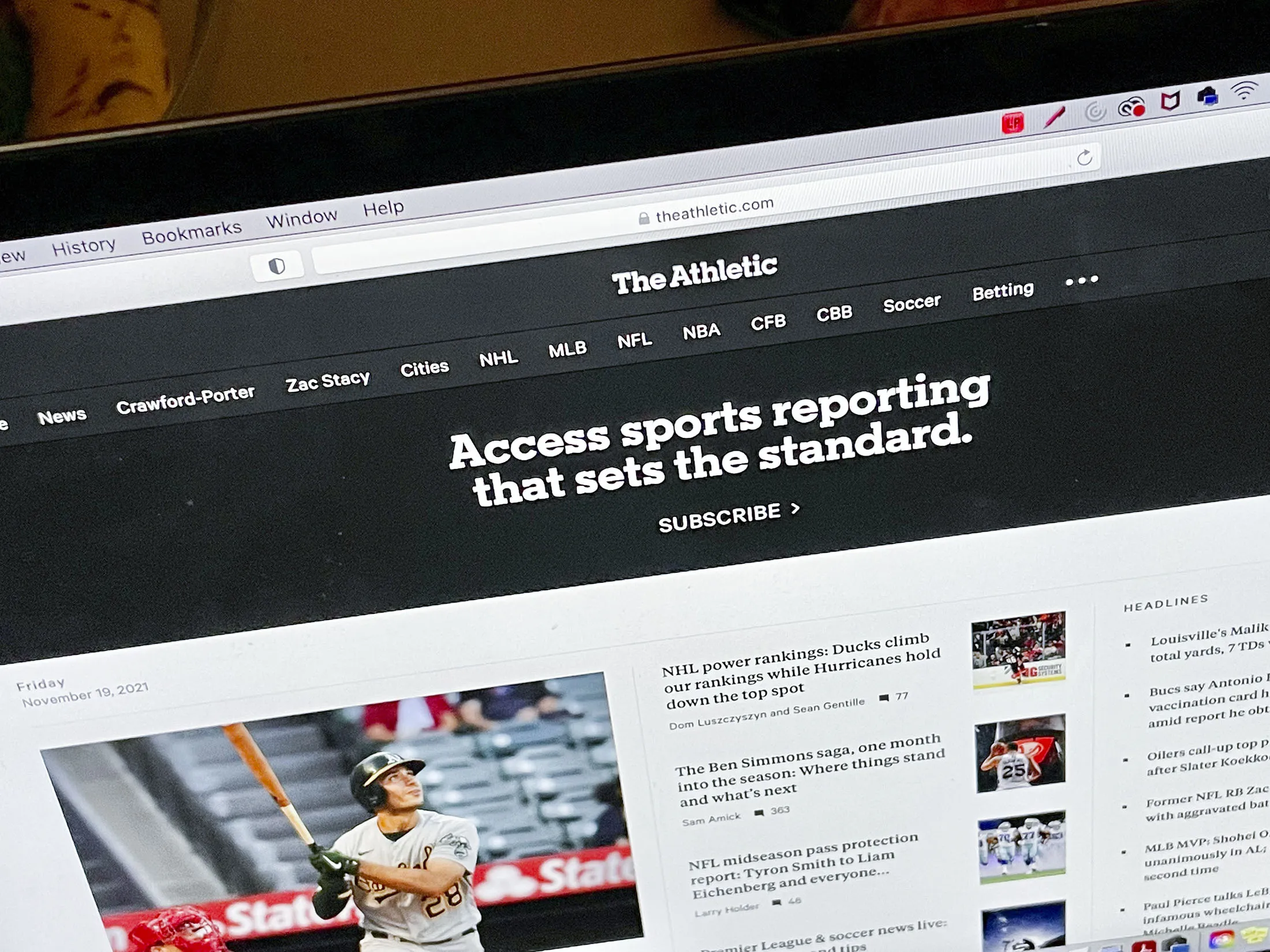 The Athletic website