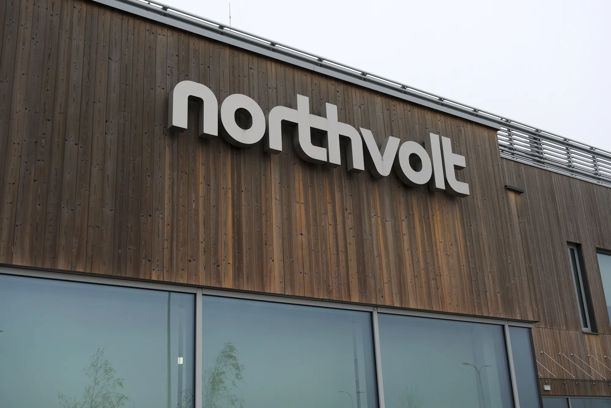 Signage at the Northvolt Dwa battery systems plant in Gdansk, Poland.