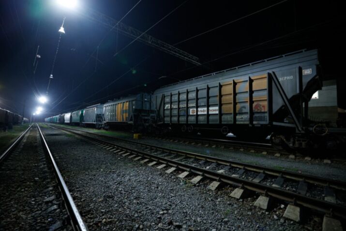 A train loaded with Russian wheat in Armenia.