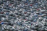 Vehicles At Yokohama Port Ahead of Car Companies Earnings