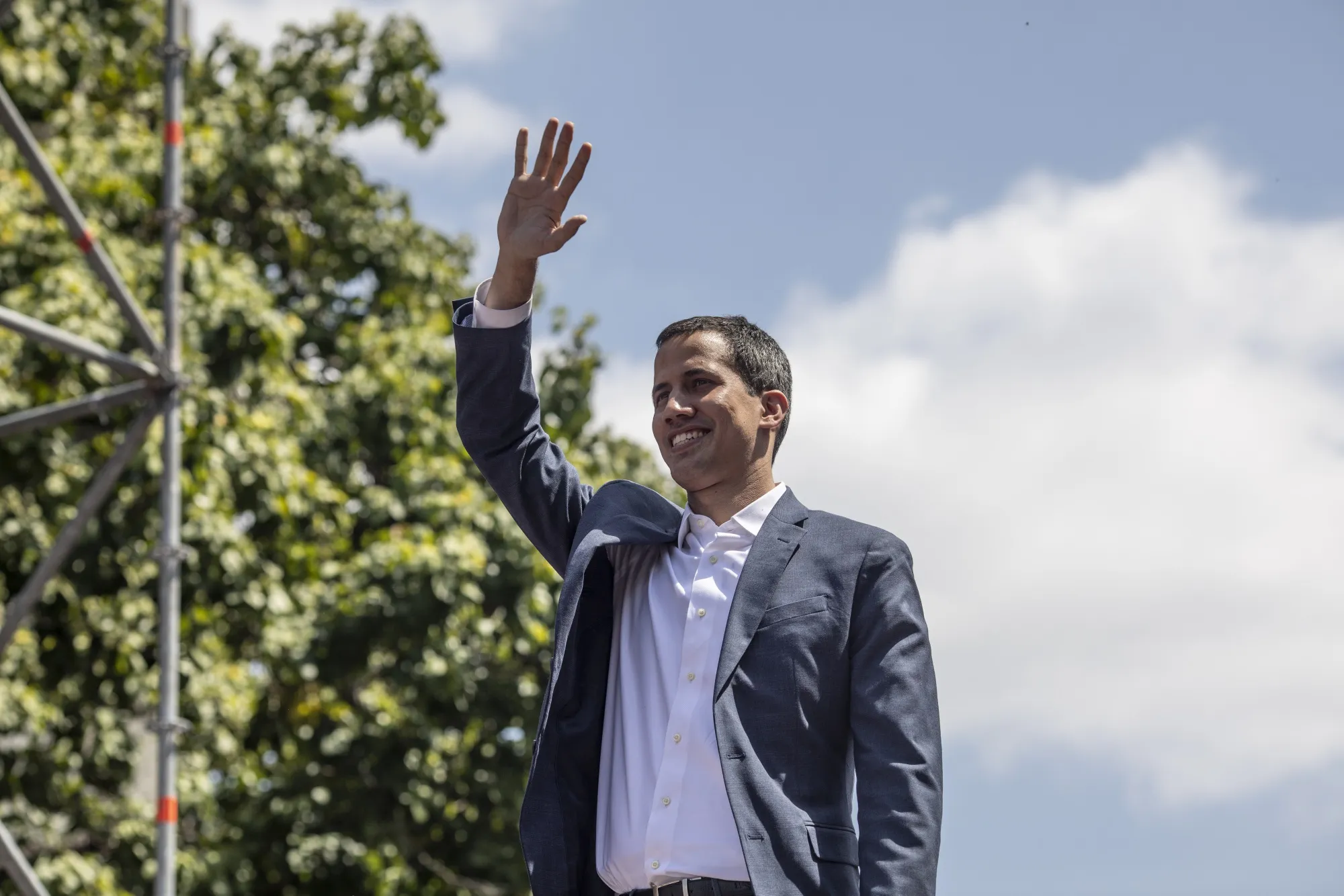 Juan Guaido gestures while speaking during a pro-opposition protest in Caracas on Feb. 2, 2019.