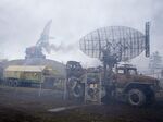 Damaged radar arrays and other equipment is seen at Ukrainian military facility outside Mariupol, Ukraine, Thursday, Feb. 24, 2022.