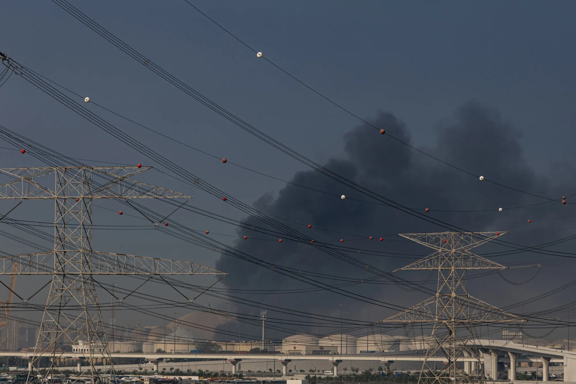 Smoke at Jebel Ali port after an Iranian missile attack in Dubai, on March 1.