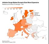 Uneven Inflation Spike Redraws Euro Zone’s East-West Divide