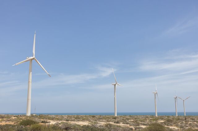 Wind turbines at the Jepírachi wind farm in La Guajira.