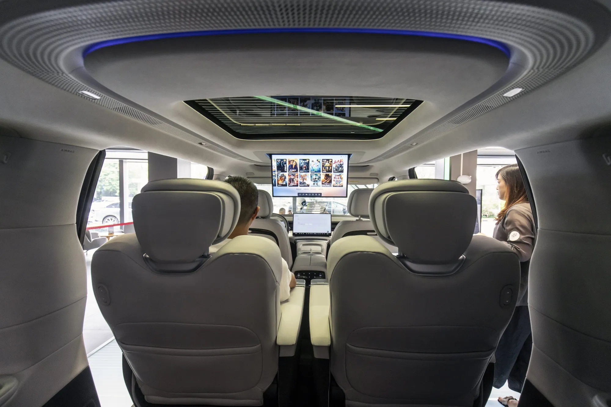 An Xpeng X9 electric vehicle at a showroom at the company's headquarters in Guangzhou, on Aug. 22.&nbsp;