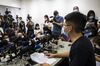 Pro-democracy activist and disqualified candidate Joshua Wong speaks during a news conference in Hong Kong, on July 31.