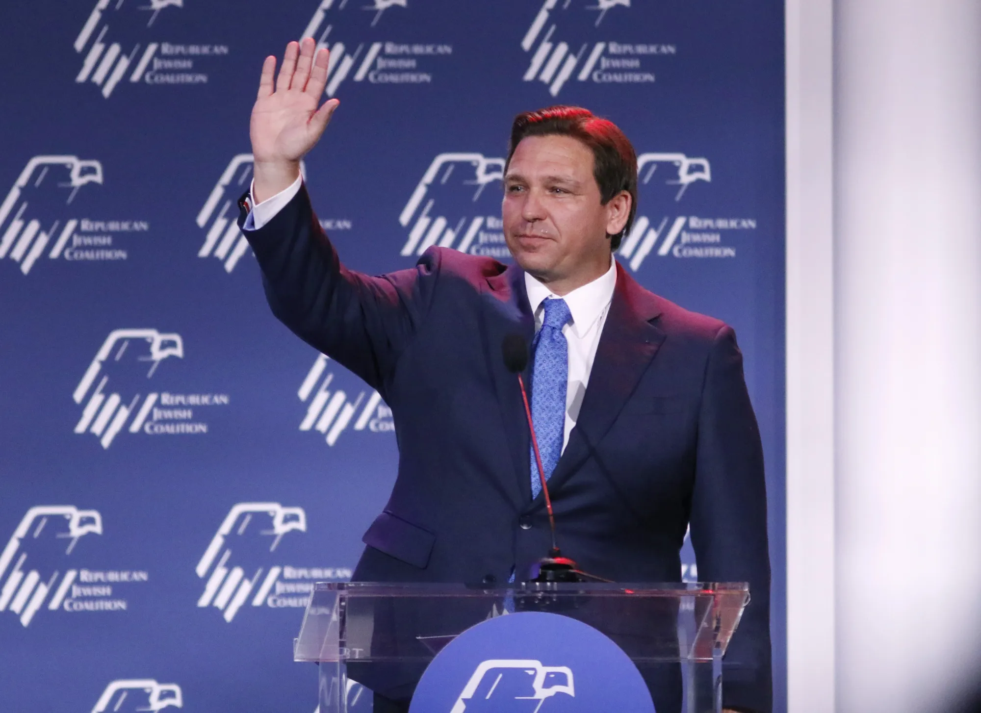 Ron DeSantis, governor of Florida, during the Republican Jewish Coalition Annual Leadership Meeting in Las Vegas in&nbsp;November.&nbsp;