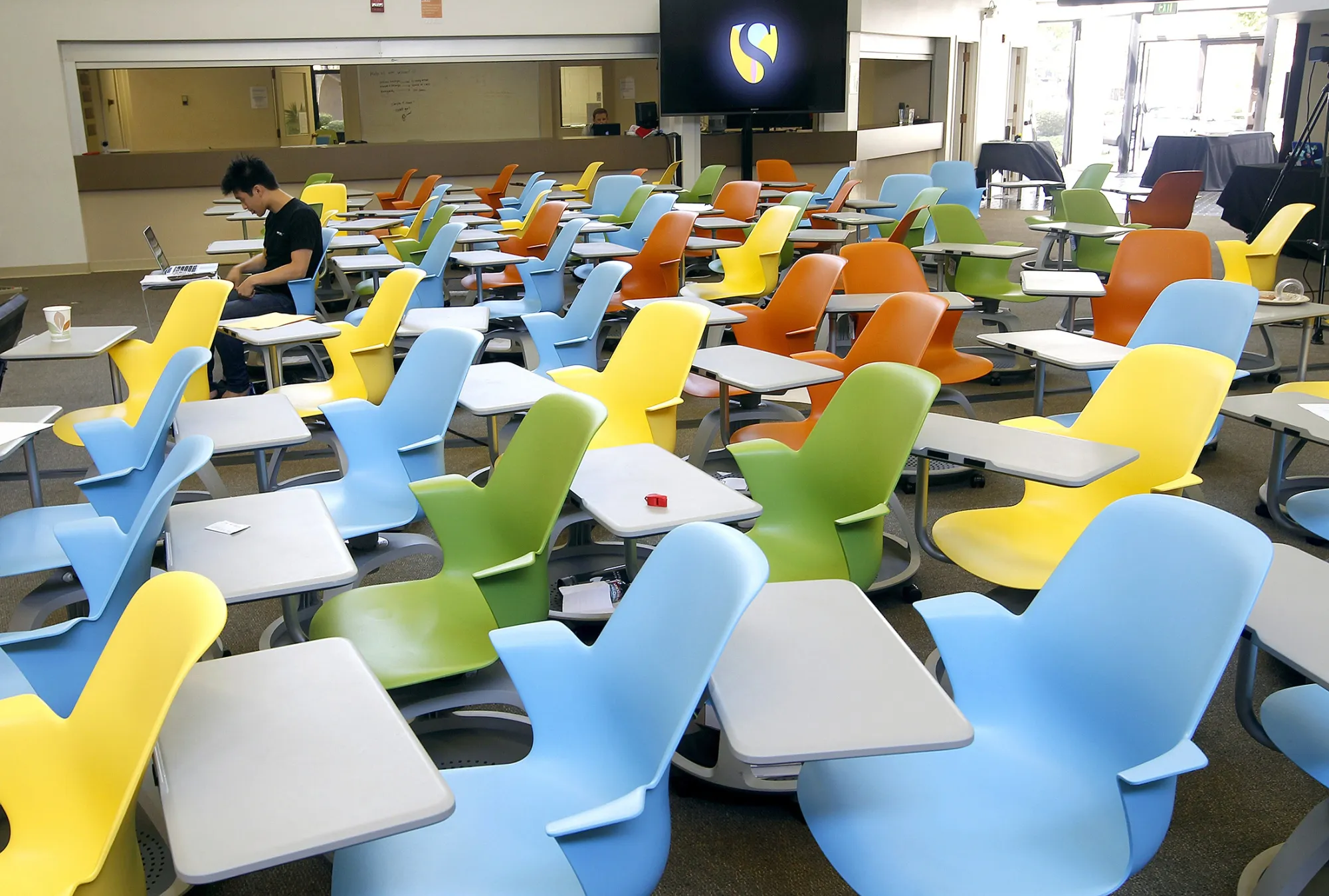 A student sits in a classroom at Singularity University&nbsp;in Moffett Field, California, on&nbsp;Aug.&nbsp;6, 2013.