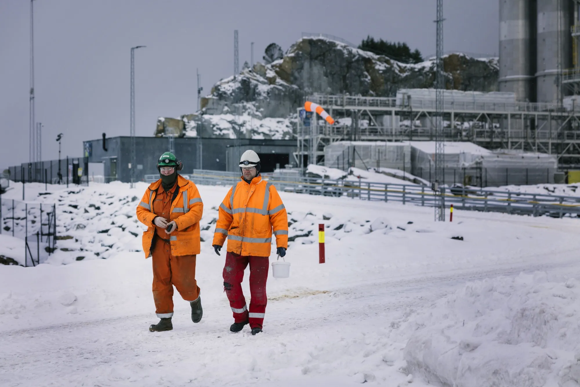 Workers at the Northern Lights carbon capture and storage project in Norway.