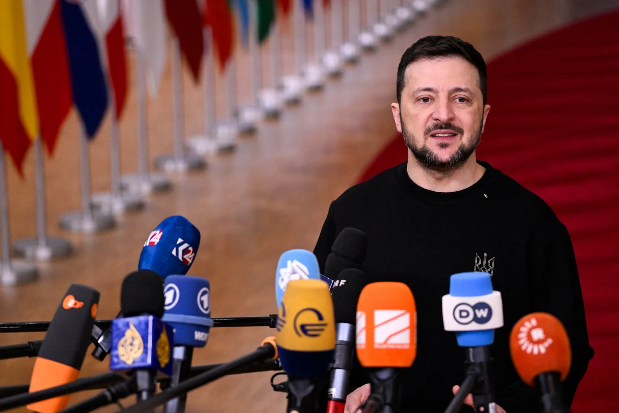 Volodymyr Zelenskiy in Brussels on Dec. 19.