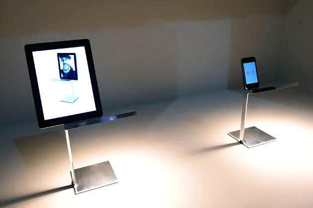 iPhone and iPad displayed  at the 50th Milan International Furniture Fair on April 12, 2011.
