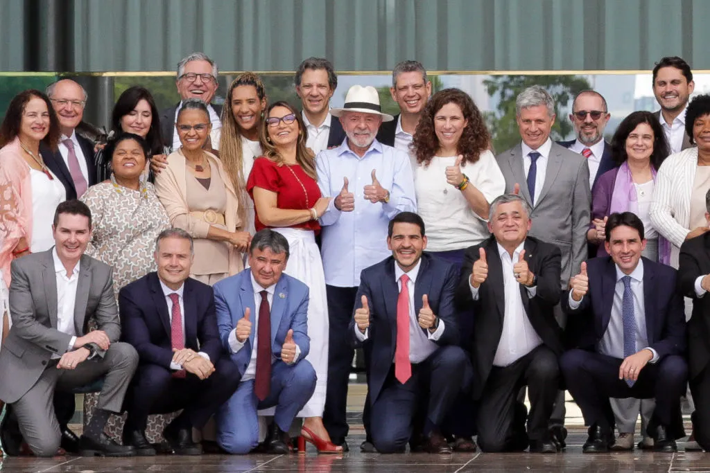 Luiz Inacio Lula da Silva and members of his cabinet after the last ministerial meeting of the year&nbsp;on Dec.&nbsp;20.