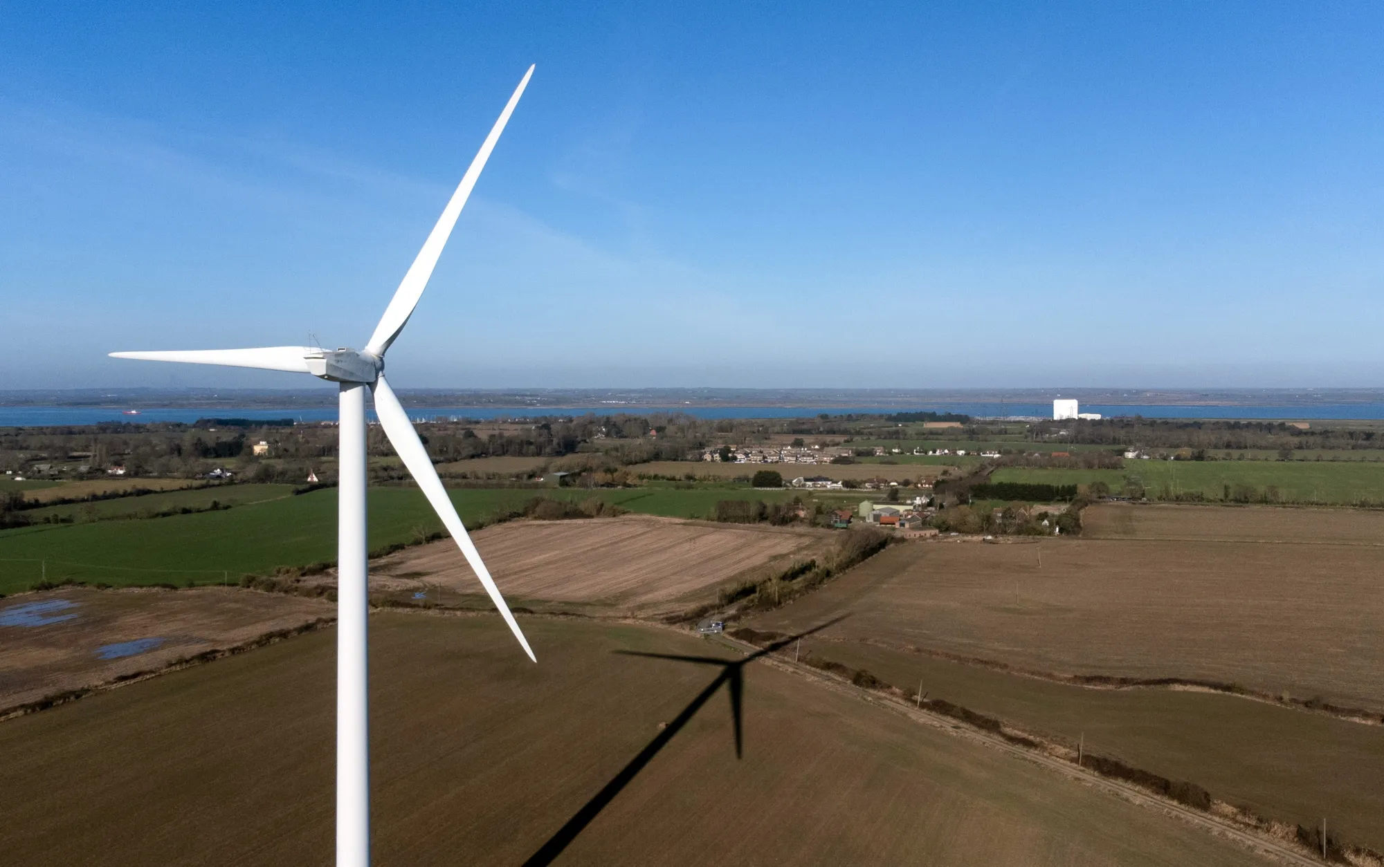 A wind turbine on the Bradwell Wind Farm.