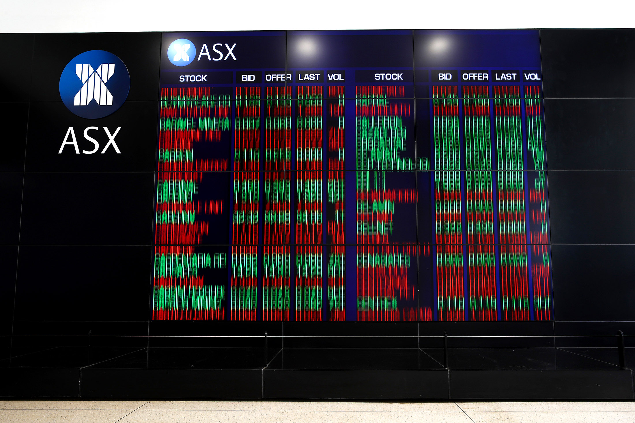 ASX stock boards As Asian markets shower after U.S. stocks fall biggest in more than six years