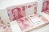 Chinese one-hundred yuan banknotes in Hong Kong, China.