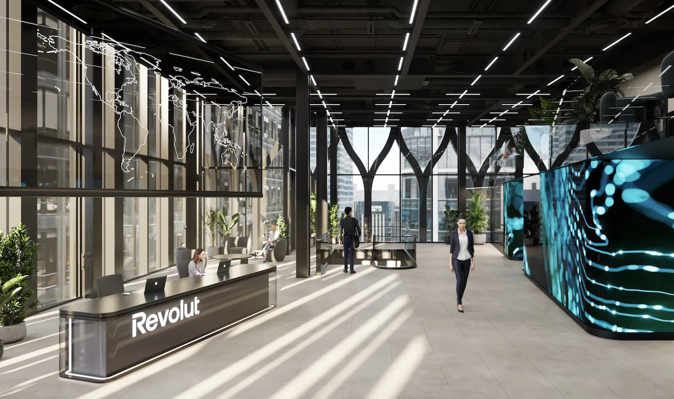 A rendering of Revolut’s new office in London.