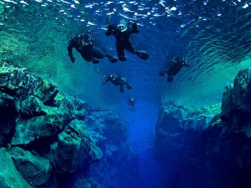 Diving between tectonic plates in Iceland