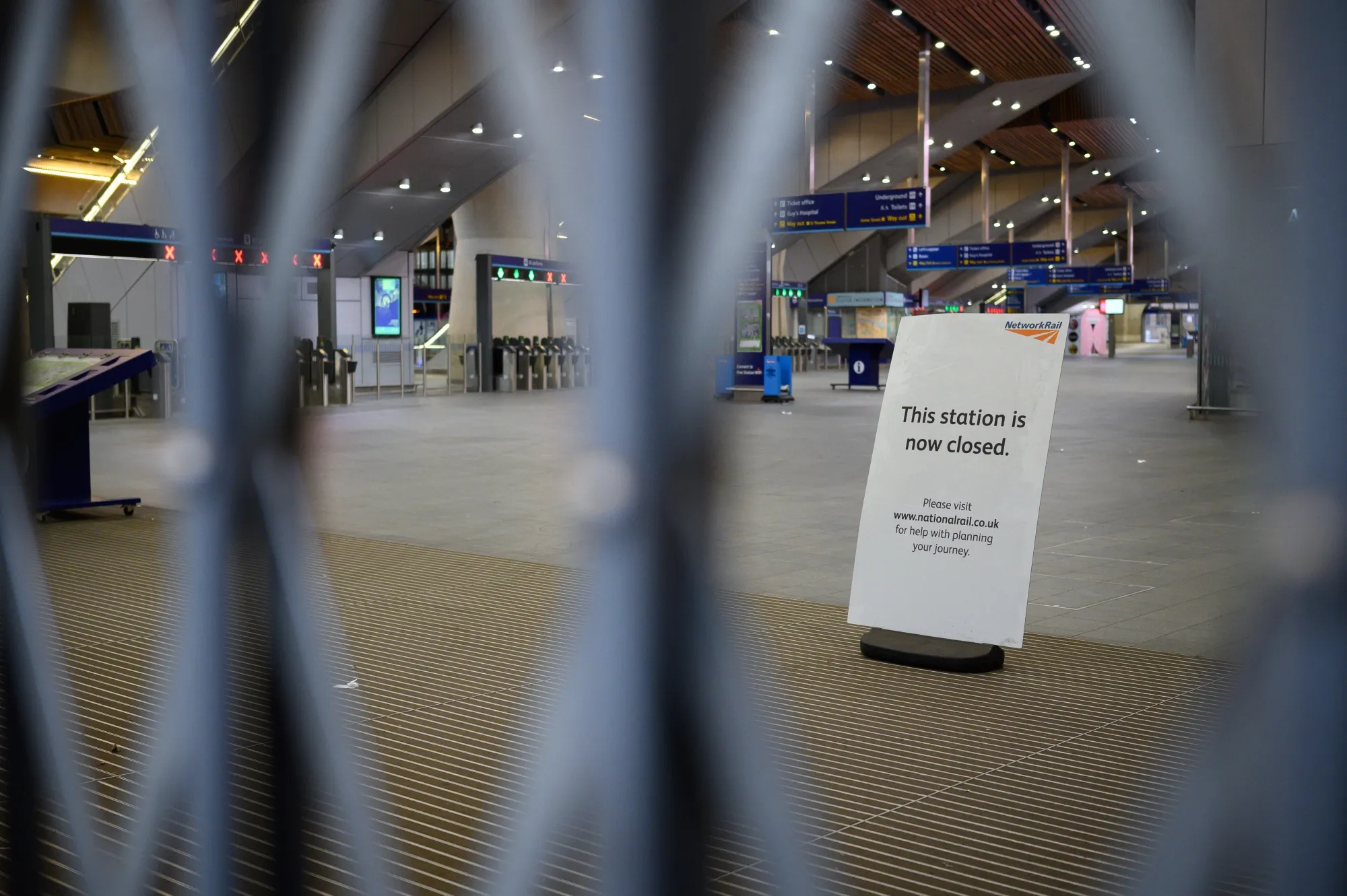 London Bridge station during strike action on February 03 in London.