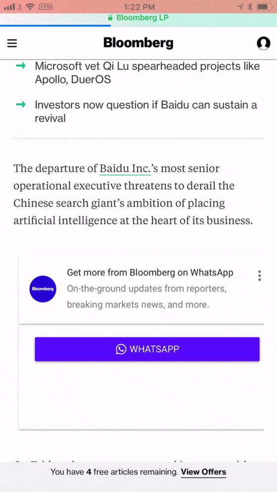 How to Sign Up for Bloomberg on WhatsApp