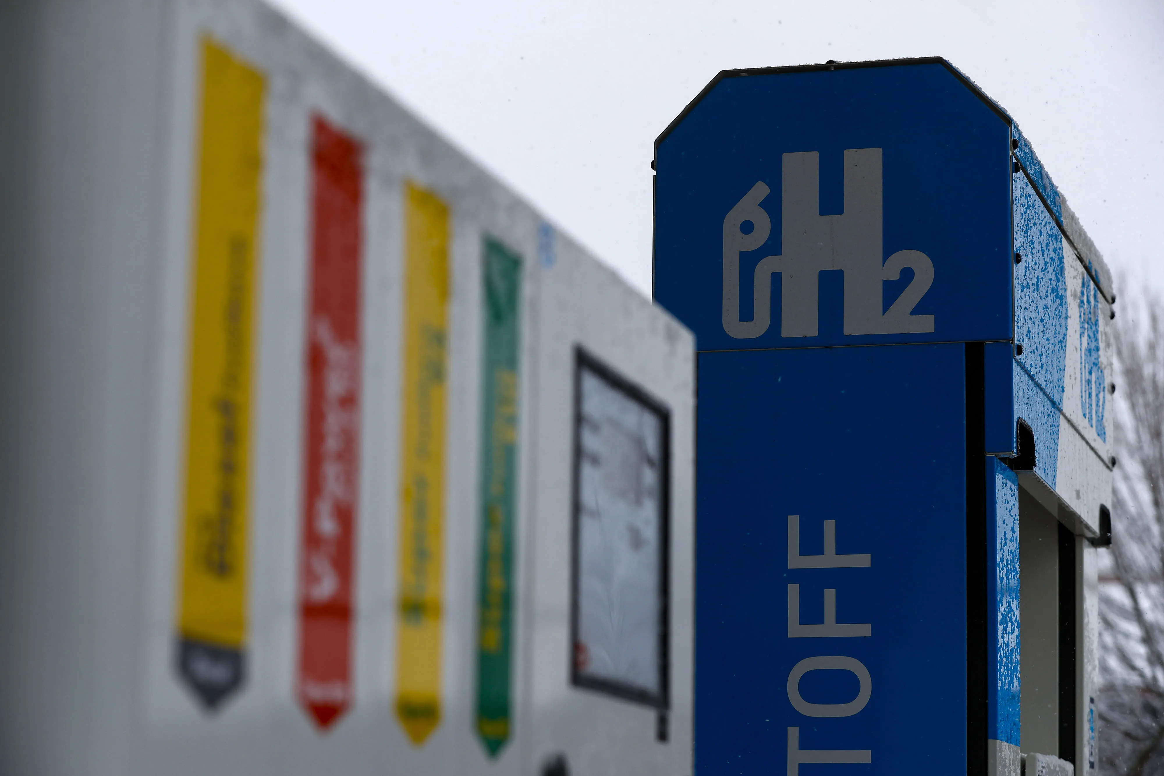 A hydrogen fuel pump stands at a Royal Dutch Shell Plc filling station in Sindelfingen, Germany.