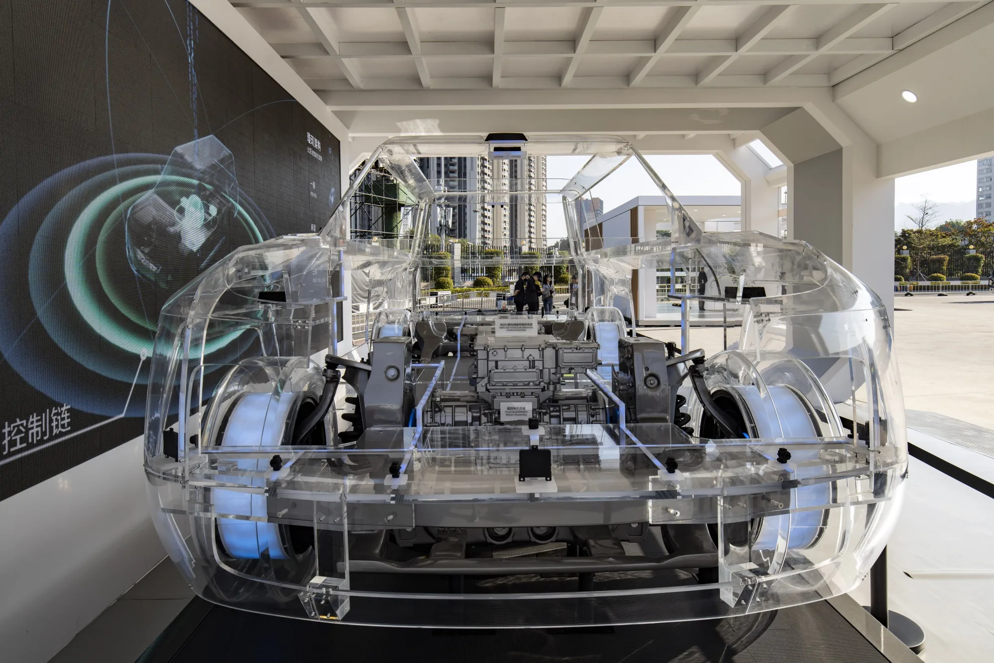 Cameras and Lidar sensors mounted to a demonstration model of BYD’s Yangwang U8 vehicle in Shenzhen, China, in 2024.