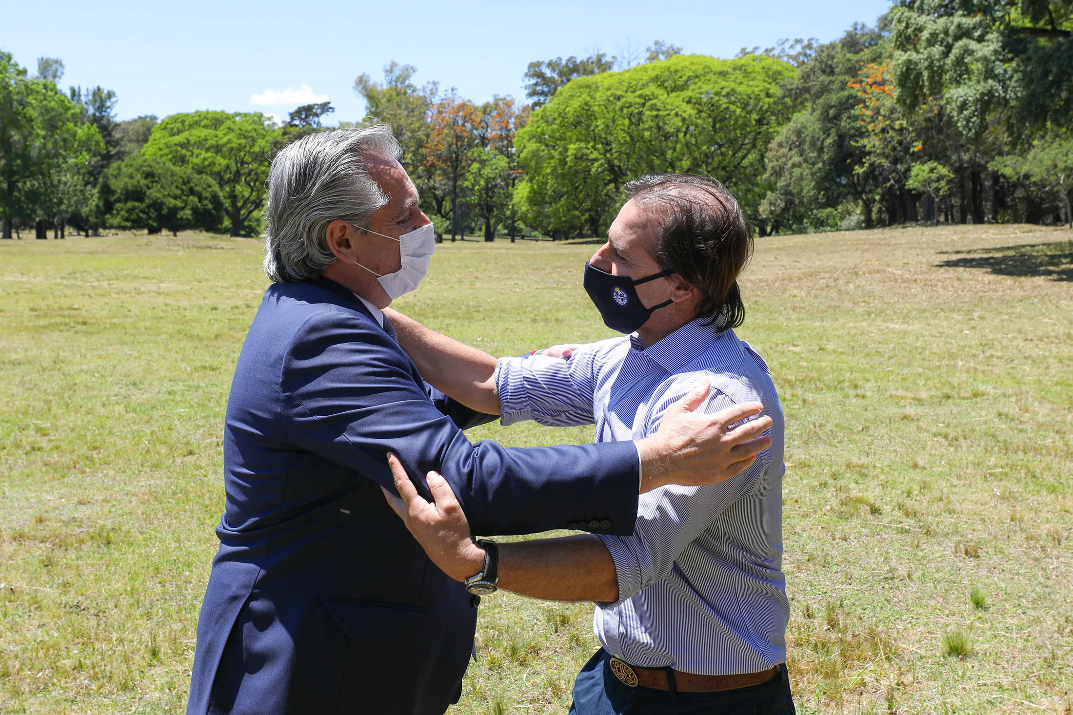 Happier days: Argentine President Alberto Fernandez meets with Uruguayan President Luis Lacalle Pou at the Presidential Palace in Anchorena National Park in Uruguay on Nov. 19, 2020.