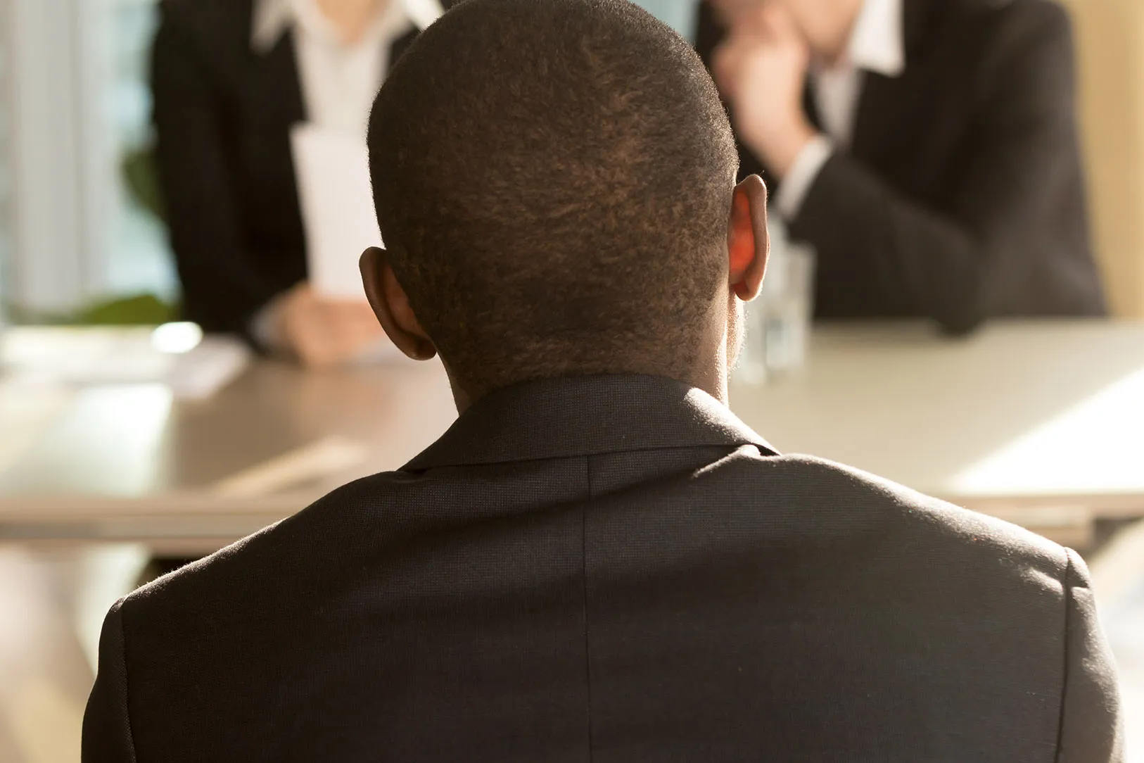 Black worker job interview RF