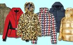 Left to right: Saint Laurent, Mackage, Moncler, Perfect Moment, Aztech Mountain, Mammut.