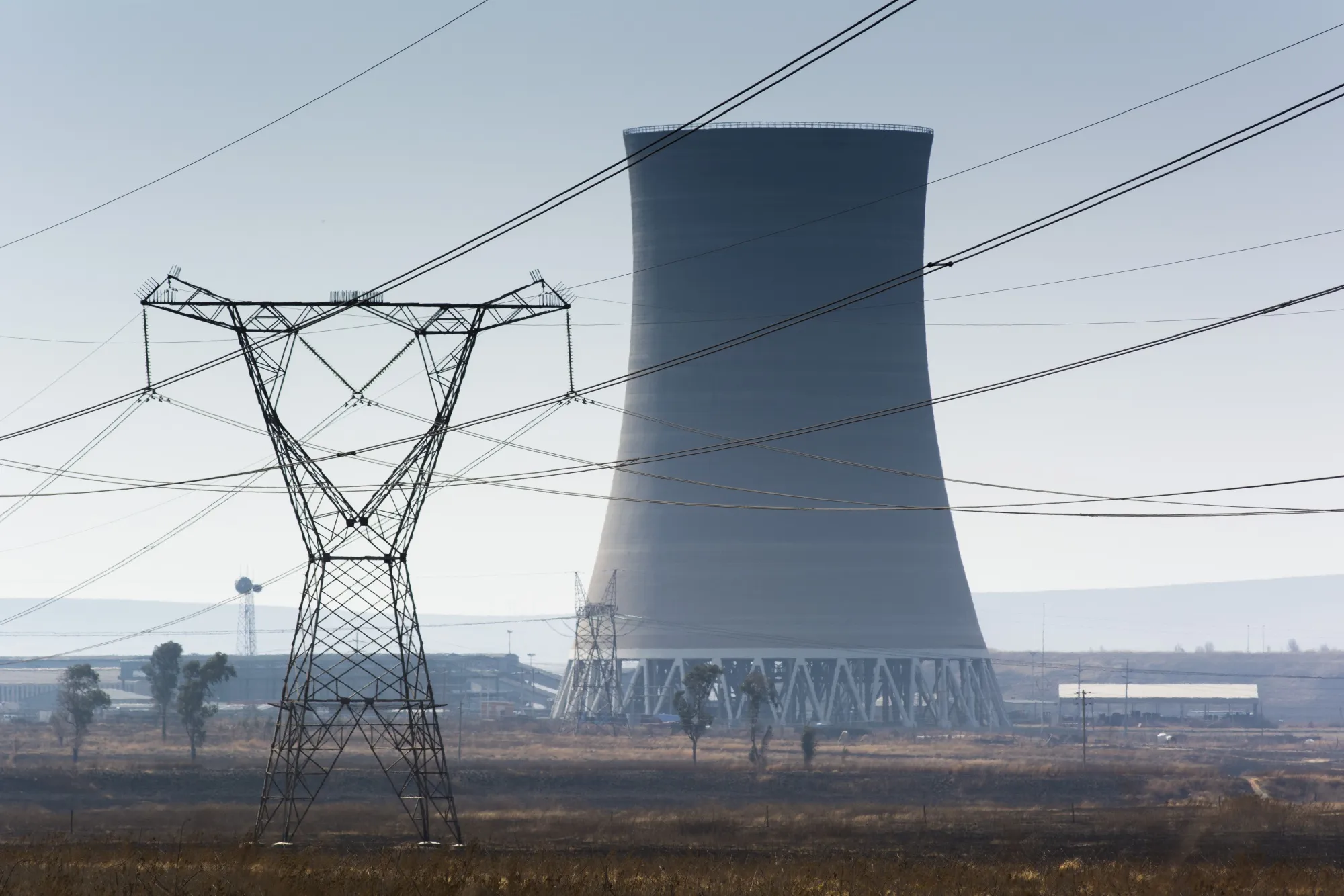 The cooling tower of the Eskom Holdings SOC Ltd. Grootvlei coal-fired power station in Mpumalanga, South Africa.