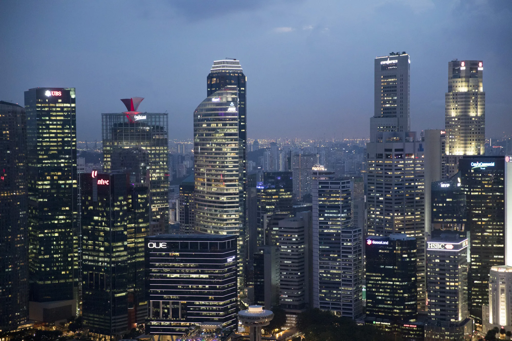 Commercial buildings in the central business district in Singapore.