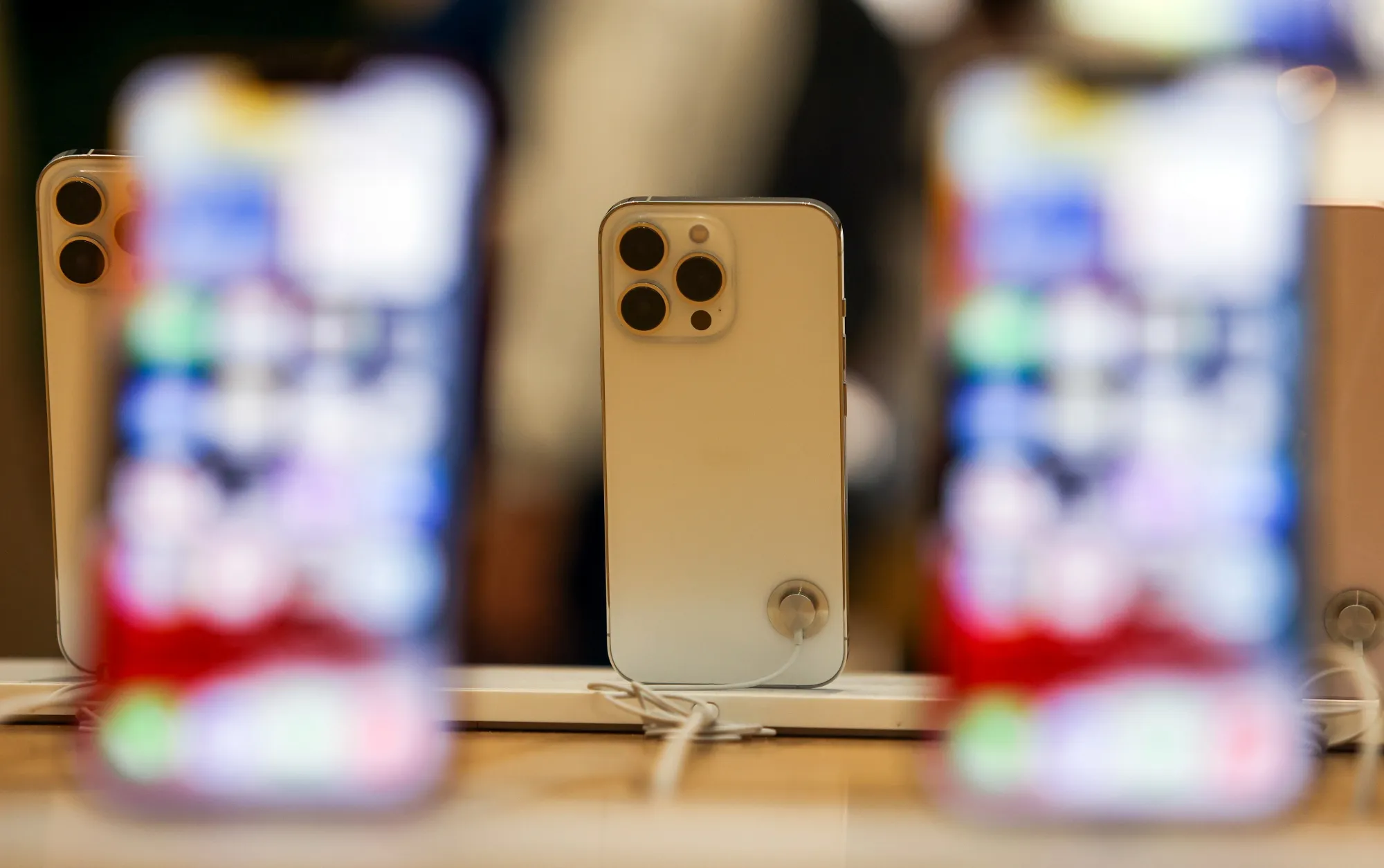 iPhone 13 smartphones in the Apple store on Regent Street in London, on Sept. 24.