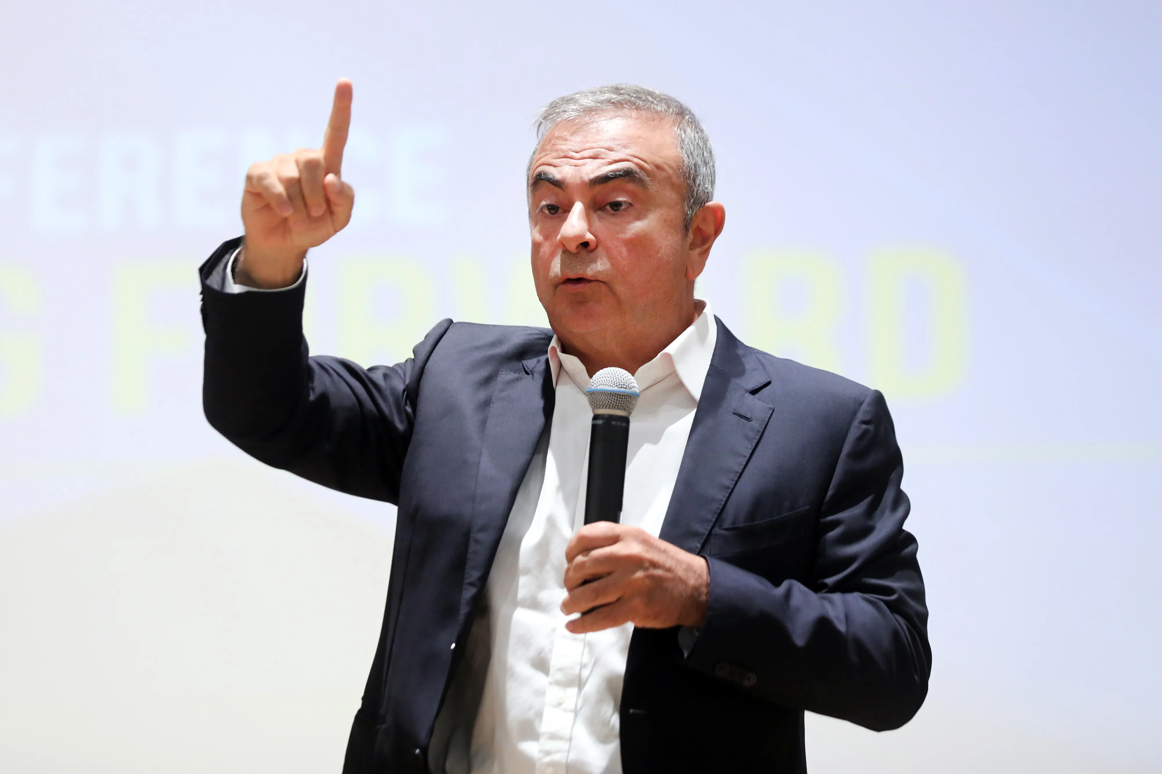 Carlos Ghosn speaks during a news conference&nbsp;in Jounieh, Lebanon, on&nbsp;Sept. 29.&nbsp;