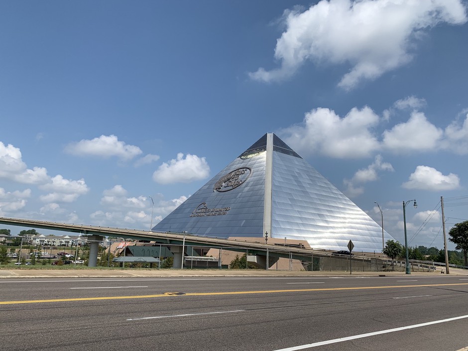 Look on my works, ye mighty, and despair: Once guarded by a fiberglass pharaoh, the Great American Pyramid in Memphis is now a Bass Pro Shop.