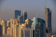 Dubai City Skyline in Dense Fog
