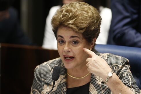 Rousseff testifies during her impeachment trial on Aug. 29.