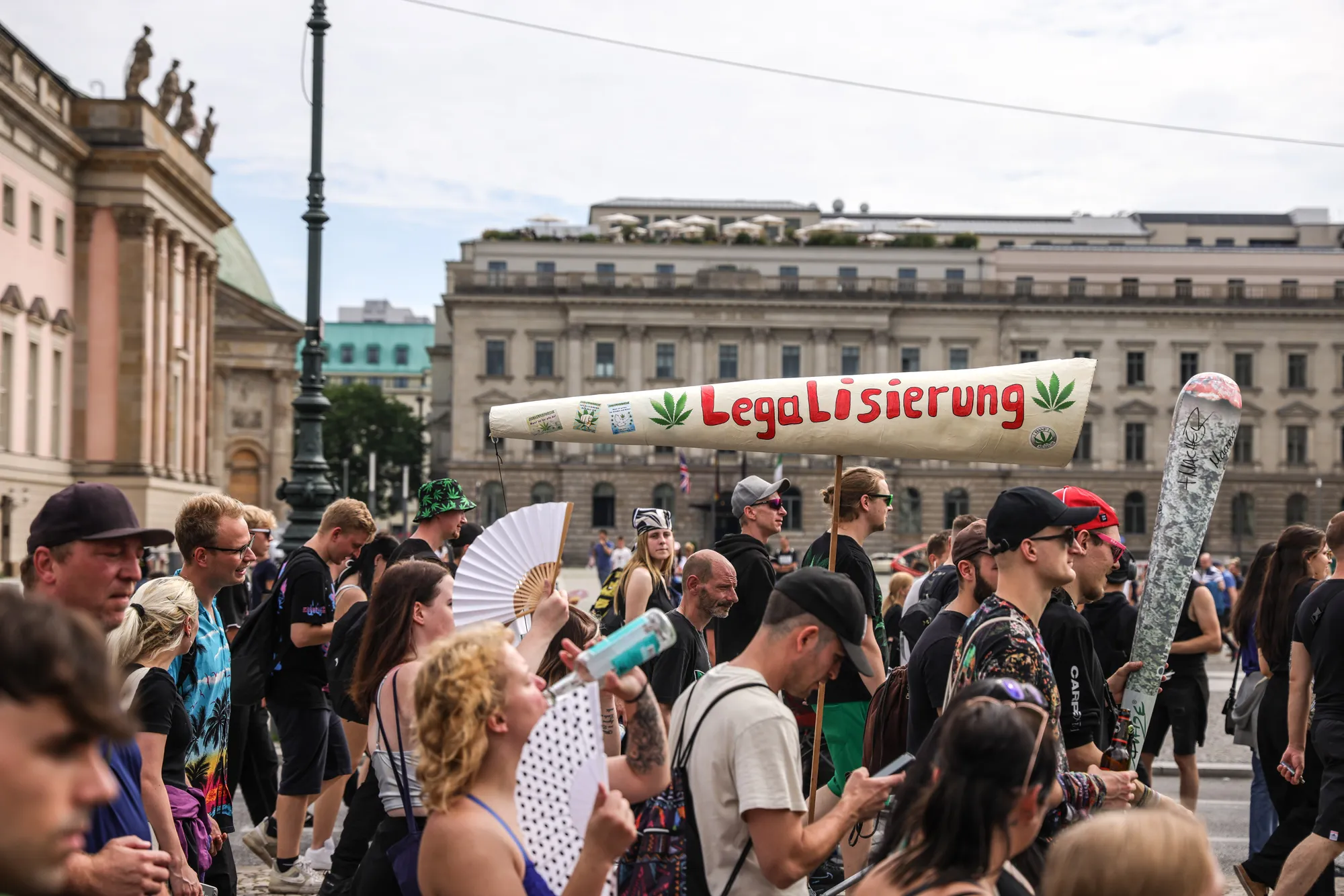 People take part in the 2023 Hemp Parade in Berlin on Aug. 12.