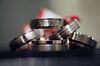 Palladium wedding bands are displayed for a photograph in a Fortunoff store in New York.