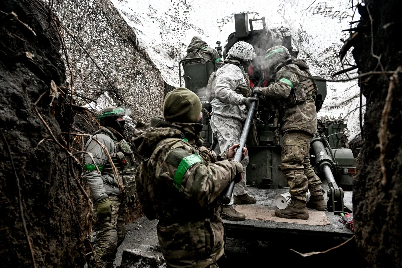 Soldiers operate a&nbsp;self-propelled howitzer to strike Russian targets in the Pokrovsky direction in Donetsk region, Ukraine, on Jan. 23.&nbsp;
