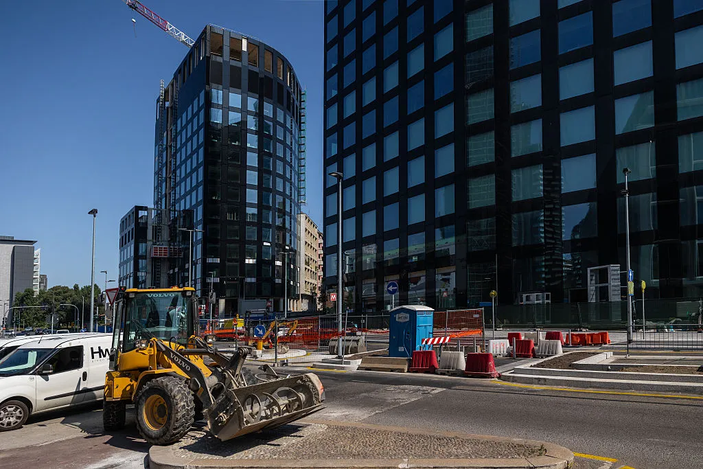 Office building construction in Milan.
