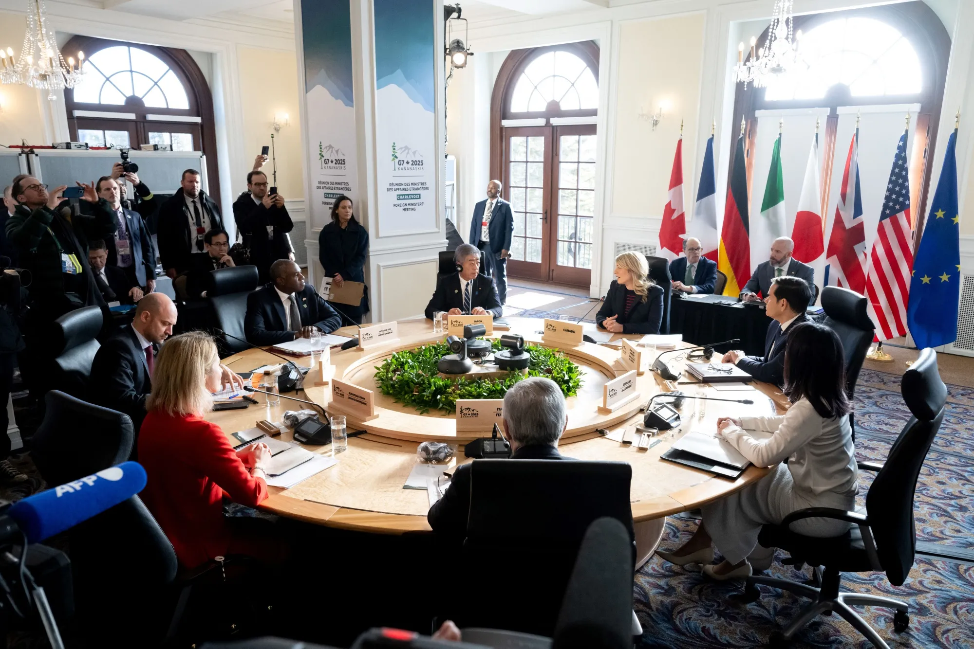 The Group of Seven foreign ministers&nbsp;meet&nbsp;in La Malbaie, Quebec, on March 13.