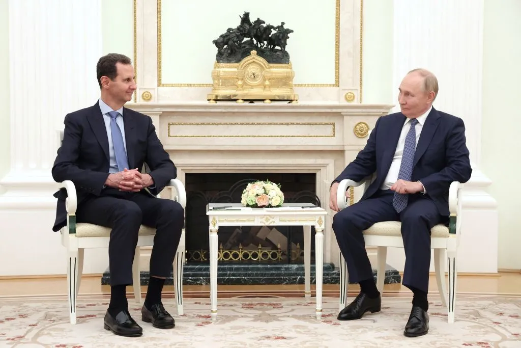 &nbsp;Vladimir Putin meets with Bashar al-Assad at the Kremlin in July.&nbsp;