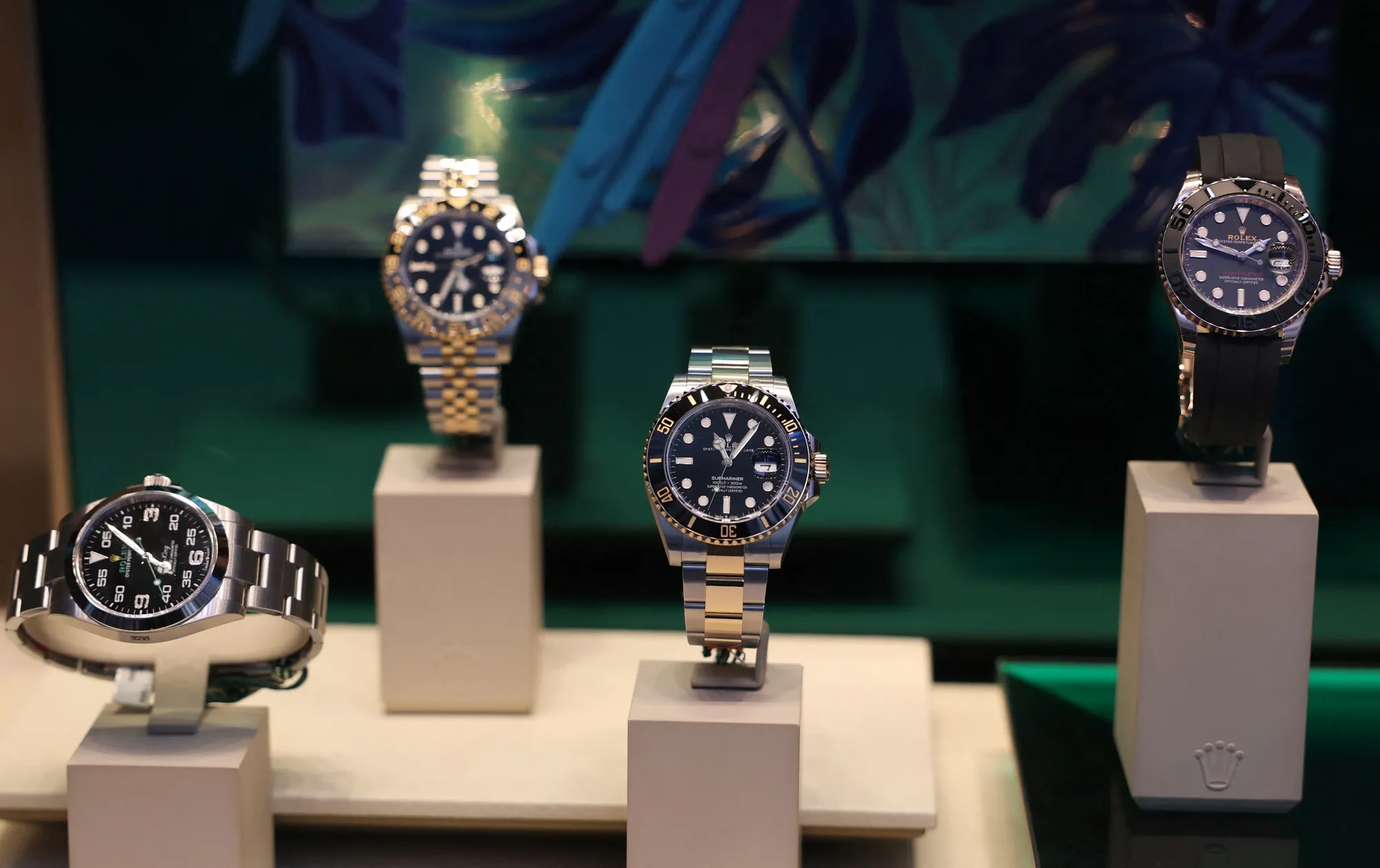 Rolex luxury watches in a store in New York.