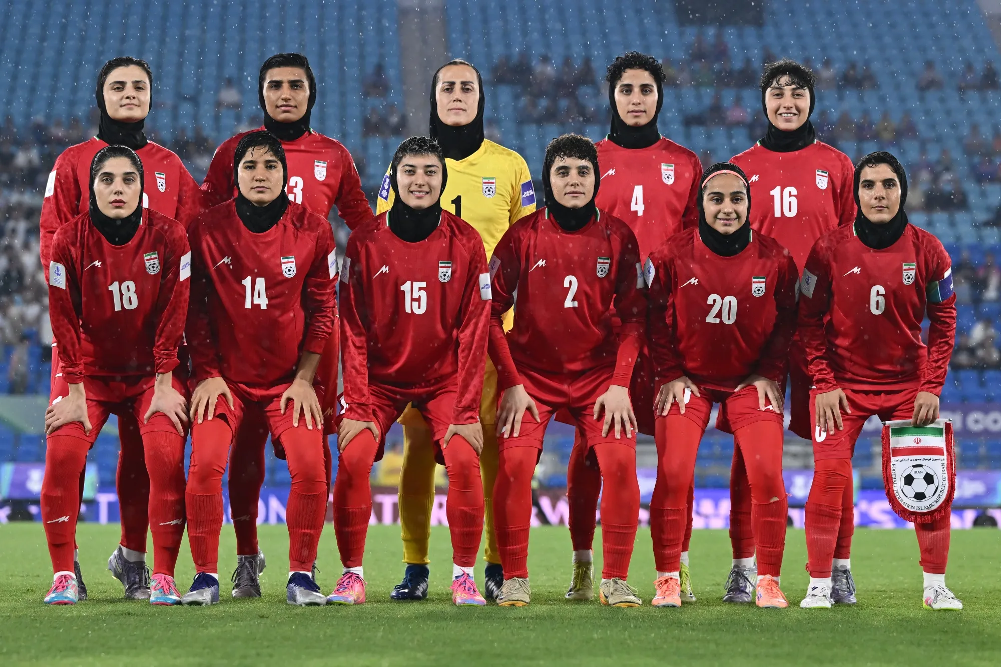 The Iranian women’s soccer team during the AFC Women’s Asian Cup.