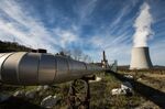 Vapour rises from a cooling tower at a power station in Sasso Pisano, Italy.