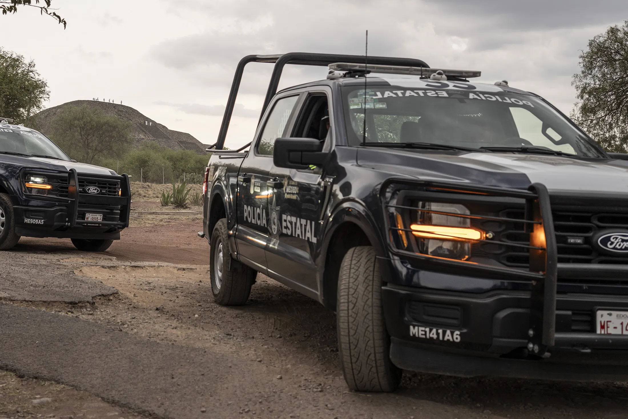 State police patrols at&nbsp;the Teotihuacan archaeological zone after a shooting that killed one tourist in Teotihuacan, Mexico, on April 20.