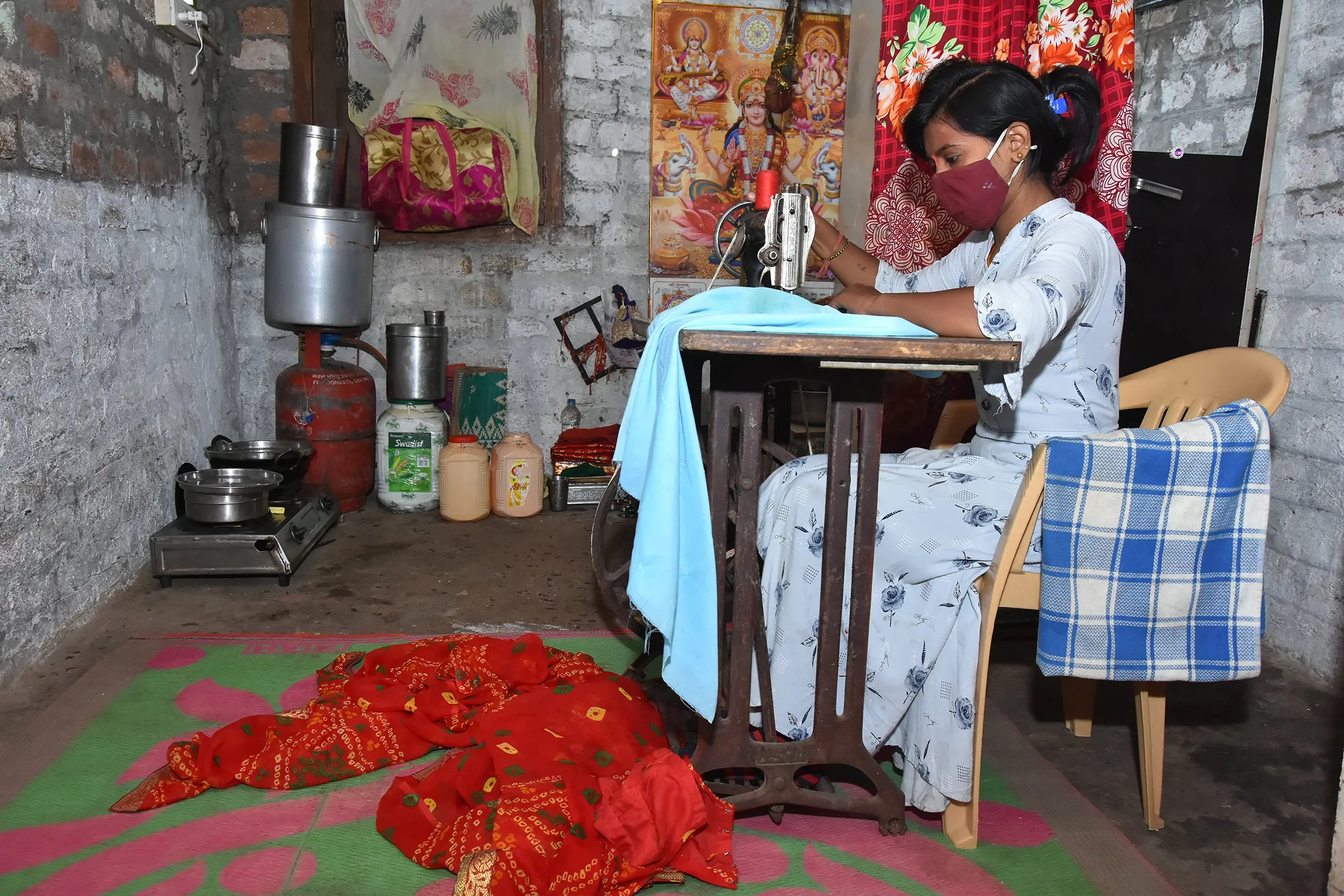 Amazon India’s IHS partner Jayshri Hodkar at her home tailoring shop.
