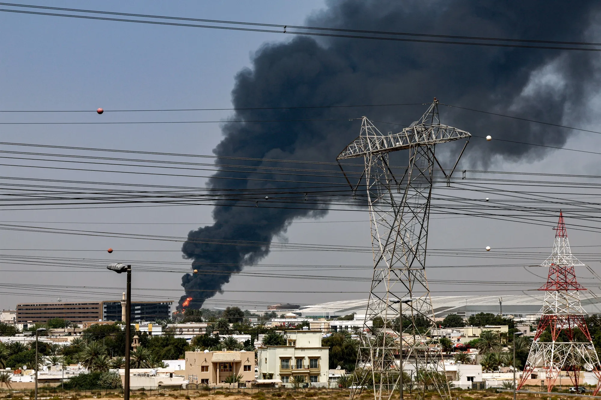 Smoke from a&nbsp;fire at Dubai International Airport, on March 16.&nbsp;
