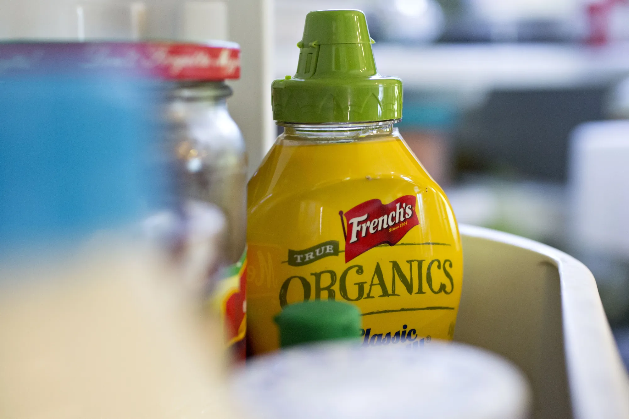 A bottle McCormick &amp; Co. French's brand organic yellow mustard is arranged for a photograph in Tiskilwa, Illinois, U.S., on Sunday, Sept. 24, 2017. McCormick &amp; Co. is scheduled to release earnings figures on September 28.
