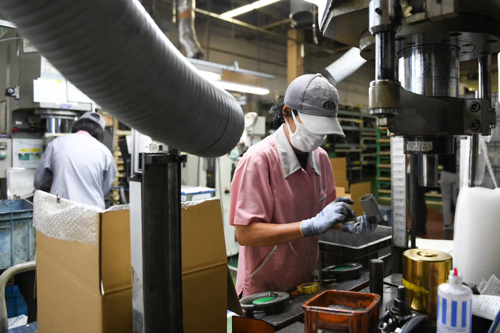 An employee on the production line at an automobile parts&nbsp;factory in Hamamatsu, Japan.